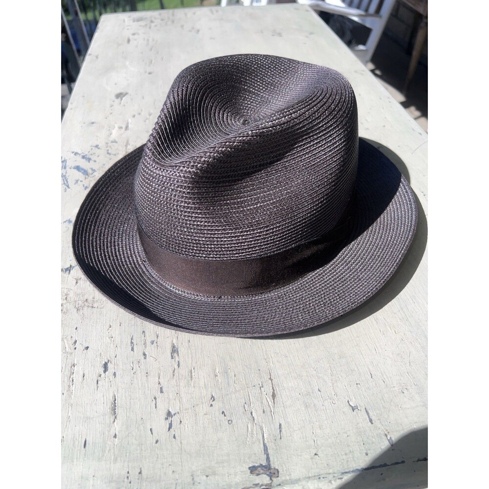 Dobbs Florentine Milan Bronze Colorway Straw Fedora Size 7 5/8 XL